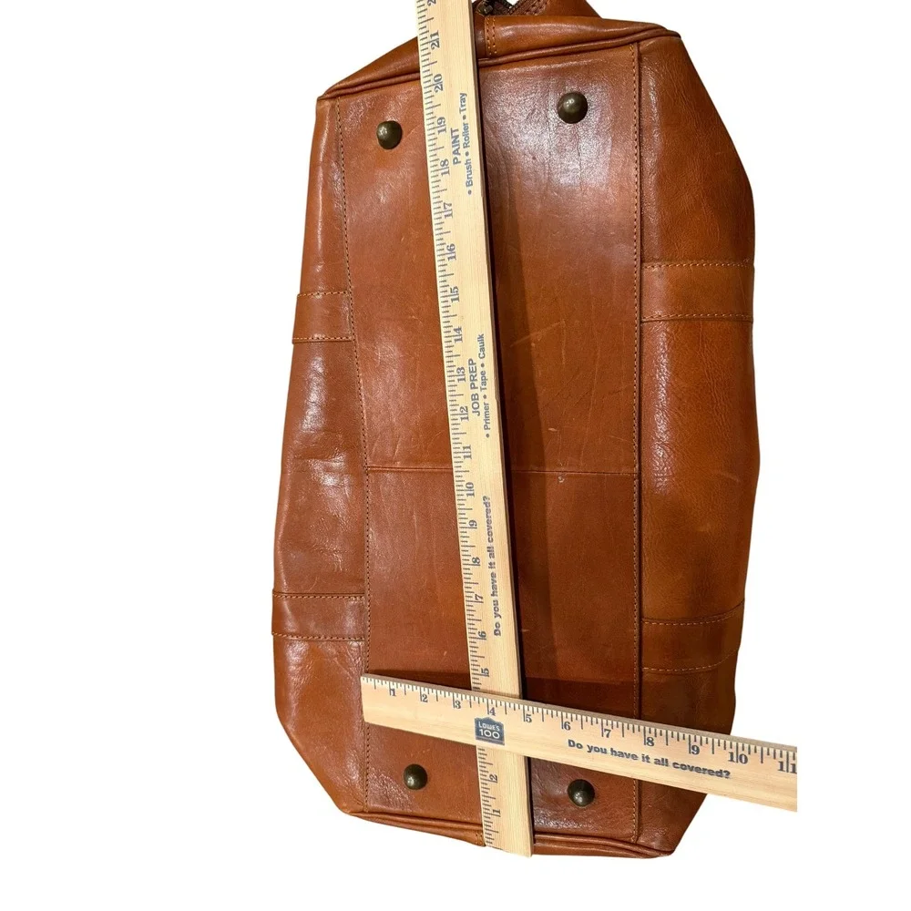 Tuffoni Italy Leather Duffel Bag Cognac Brown Weekender Travel Bag Handcrafted